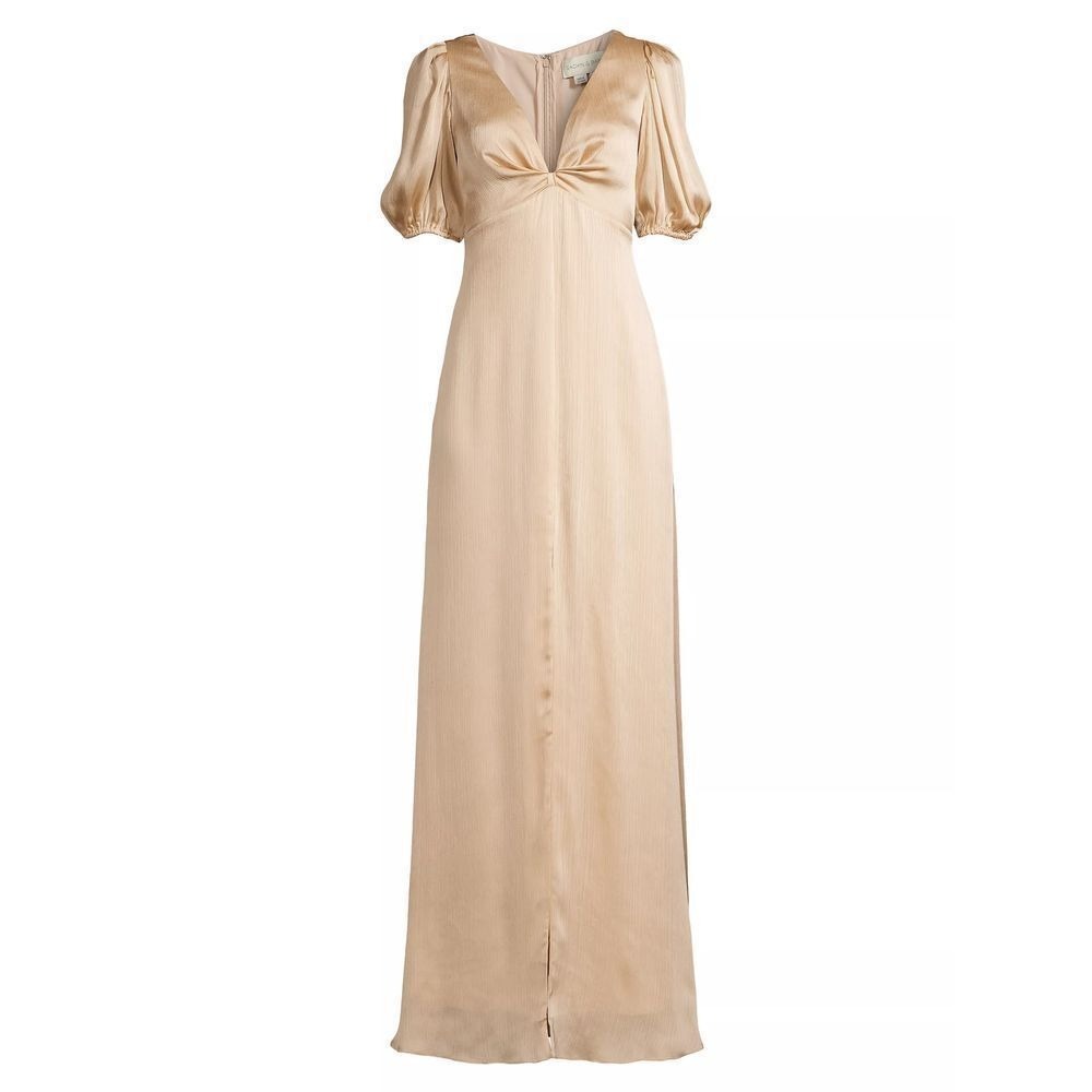 Sachin & Babi NWT Alli Puff-Sleeve Satin Gown in Champagne Size 8 MSRP‎ $285